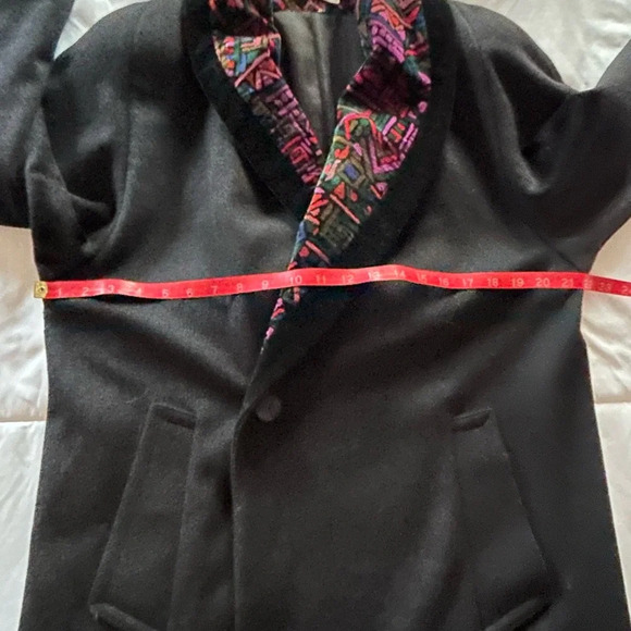 Vintage Jonathan Michael Black Long Wool velvet shawl collar Dress Coat - Picture 8 of 10